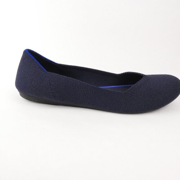Rothy's Shoes Womens 8 The Flats Navy Blue Knit Round Toe Slide On Flats - Picture 12 of 14